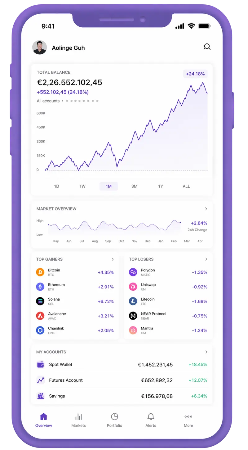 CapitureX mobile app showing portfolio overview